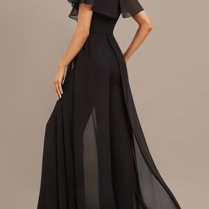 Jumpsuit V-Neck Floor-Length Chiffon With Overskirt